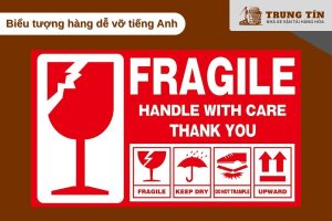 Biểu tượng fragile tiếng Anh giúp cảnh báo khi vận chuyển hàng hóa quốc tế.