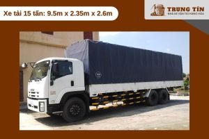 Xe tải 15 tấn: 9.5m x 2.35m x 2.6m