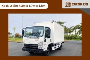 Xe tải 2 tấn: 4.3m x 1.7m x 1.8m