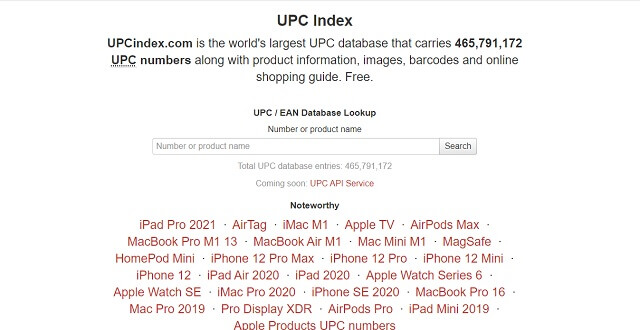 Kiểm tra mã vạch hàng hóa với UPCindex