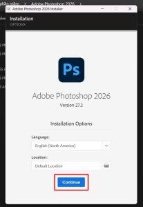 sau đó nhấn Continue.